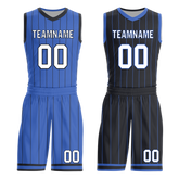 Custom Blue Black Classic Style Reversible Basketball Uniform Personalized COOLMAX BBJR-D017055